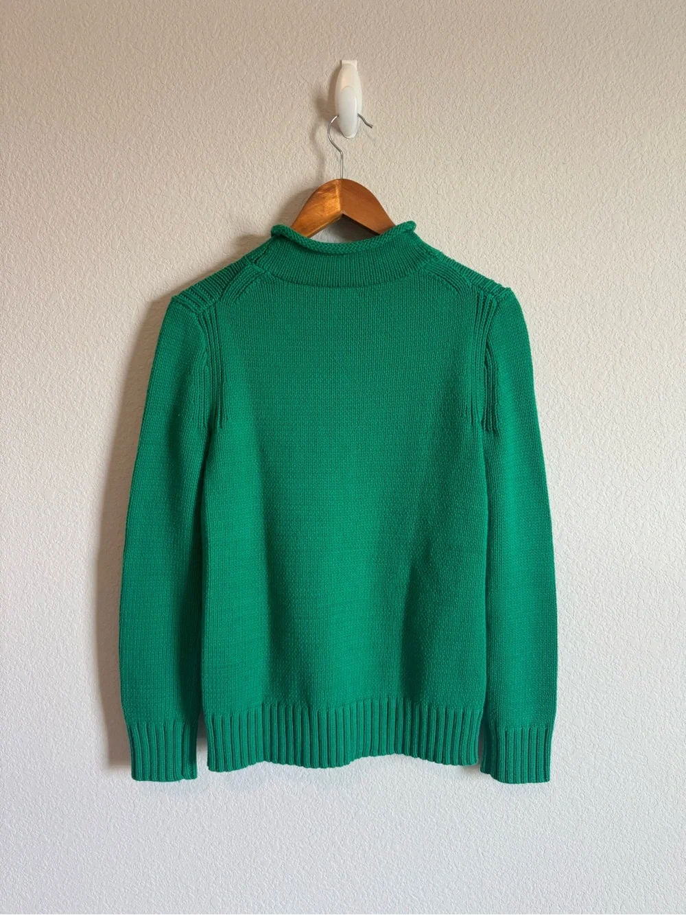 J. Crew Women's Green Cotton 1988 Rollneck Chunky Sweater Size XS